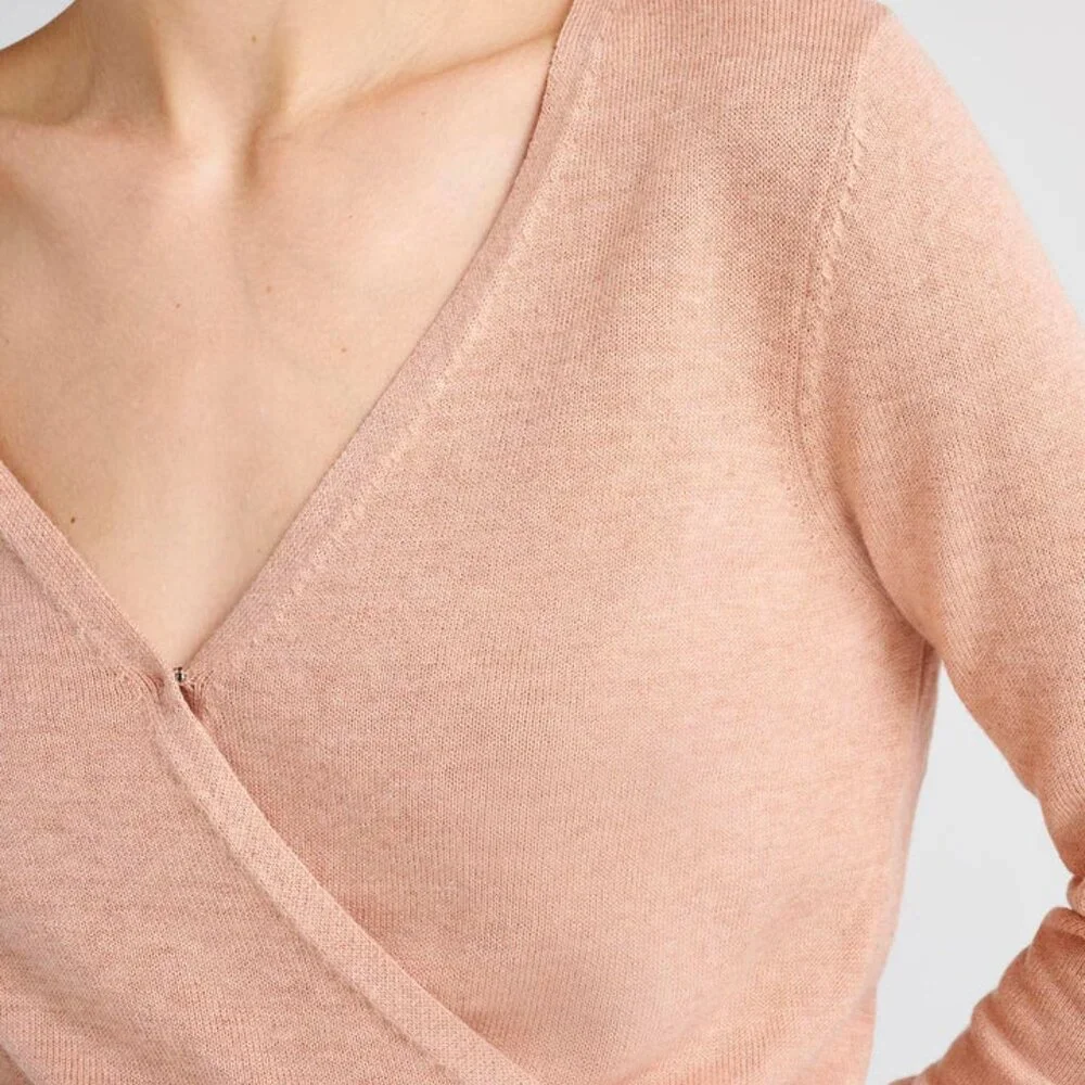 🩰 NWT Splendid Dana Wrap Sweater - Fitted Elegant Cotton Silk Blend 🩰 - Picture 5 of 13